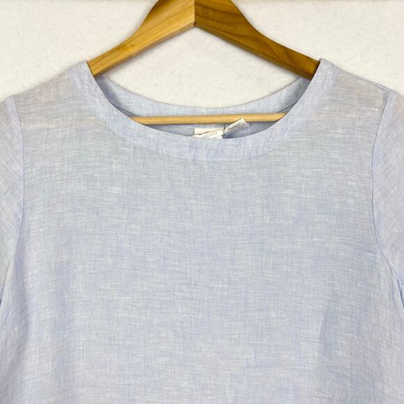 C&C California 100% Linen Small Blue Lagenlook Beachy Relaxed fit Women's Top - Picture 4 of 10
